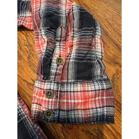 Free People Little Bit of Sugar Plaid Sequin Flannel Top Size Medium Streetwear - Picture 5 of 10